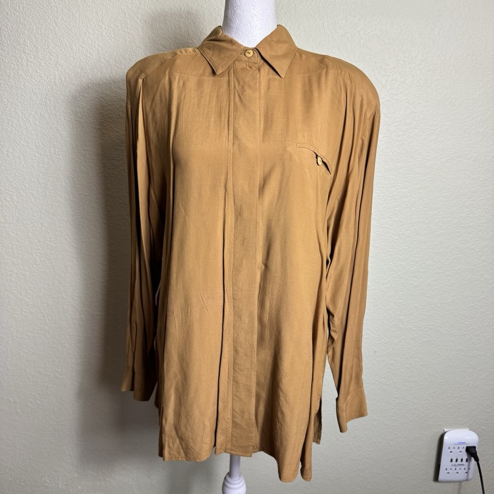 Sophisticates by‎ Jonathan Martin Women's Top Blouse Brown USA Size M Button Up